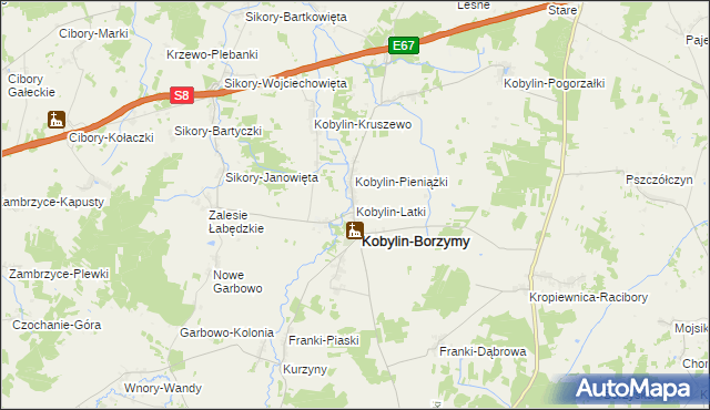 mapa Kobylin-Latki, Kobylin-Latki na mapie Targeo