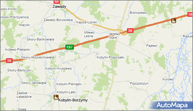 mapa Kobylin-Pogorzałki, Kobylin-Pogorzałki na mapie Targeo