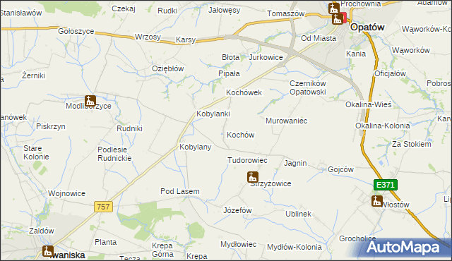 mapa Kochów gmina Opatów, Kochów gmina Opatów na mapie Targeo