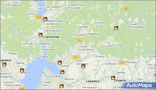 mapa Kocierz Moszczanicki, Kocierz Moszczanicki na mapie Targeo