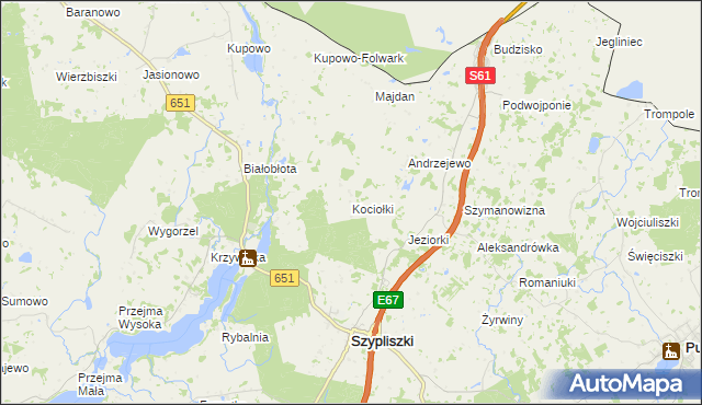 mapa Kociołki gmina Szypliszki, Kociołki gmina Szypliszki na mapie Targeo