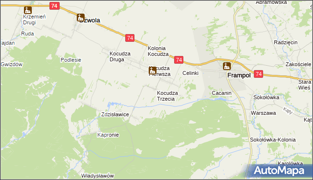 mapa Kocudza Trzecia, Kocudza Trzecia na mapie Targeo