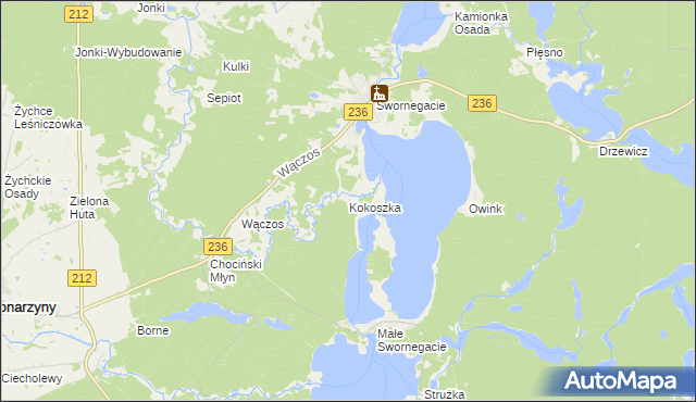 mapa Kokoszka gmina Chojnice, Kokoszka gmina Chojnice na mapie Targeo