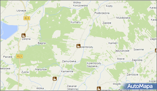 mapa Kolembrody, Kolembrody na mapie Targeo