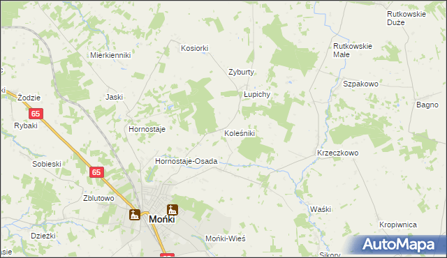 mapa Koleśniki gmina Mońki, Koleśniki gmina Mońki na mapie Targeo