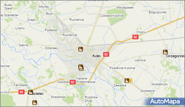 mapa Koło, Koło na mapie Targeo