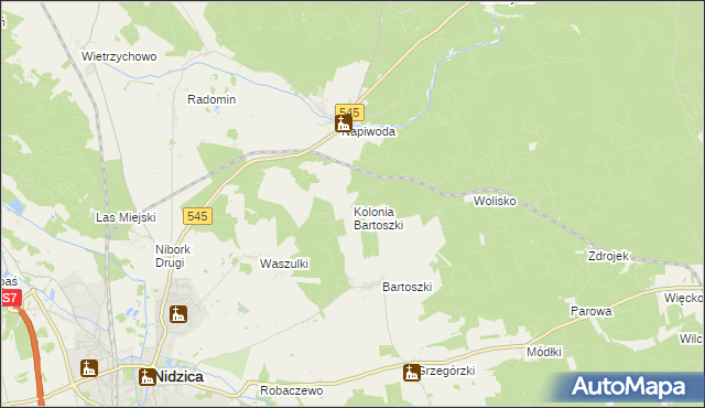 mapa Kolonia Bartoszki, Kolonia Bartoszki na mapie Targeo