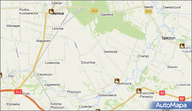 mapa Kolonia Bystrzyca gmina Niemce, Kolonia Bystrzyca gmina Niemce na mapie Targeo