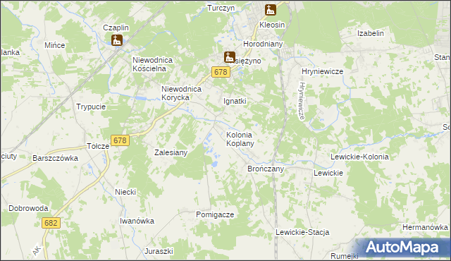 mapa Kolonia Koplany, Kolonia Koplany na mapie Targeo