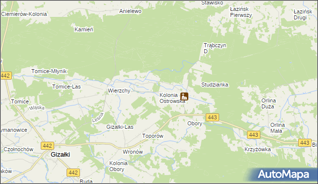 mapa Kolonia Ostrowska, Kolonia Ostrowska na mapie Targeo