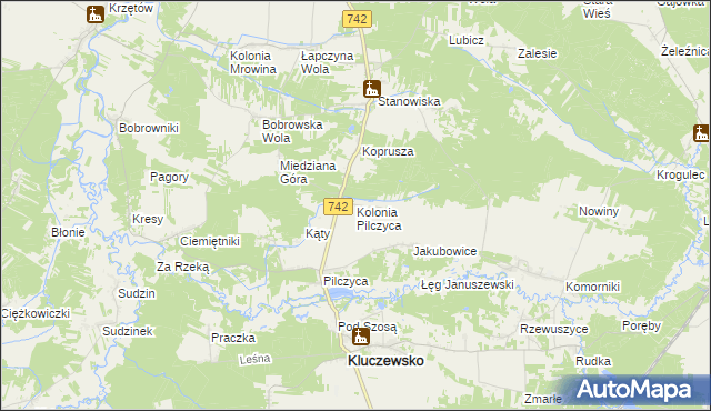 mapa Kolonia Pilczyca, Kolonia Pilczyca na mapie Targeo