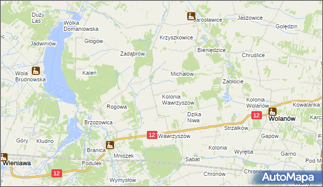 mapa Kolonia Wawrzyszów, Kolonia Wawrzyszów na mapie Targeo