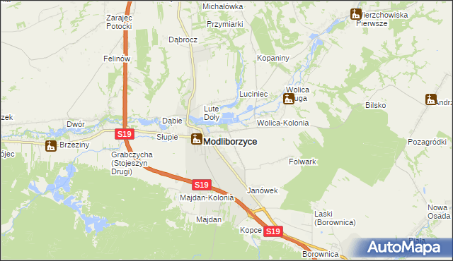 mapa Kolonia Zamek, Kolonia Zamek na mapie Targeo