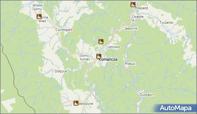 mapa Komańcza, Komańcza na mapie Targeo