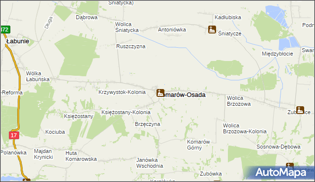 mapa Komarów-Osada, Komarów-Osada na mapie Targeo