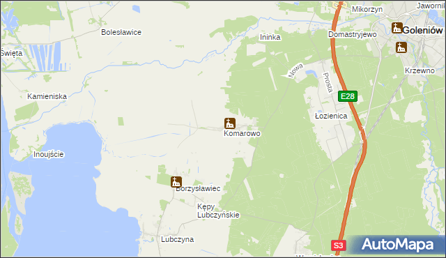 mapa Komarowo, Komarowo na mapie Targeo
