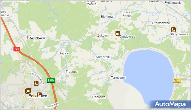 mapa Komorniki gmina Polkowice, Komorniki gmina Polkowice na mapie Targeo