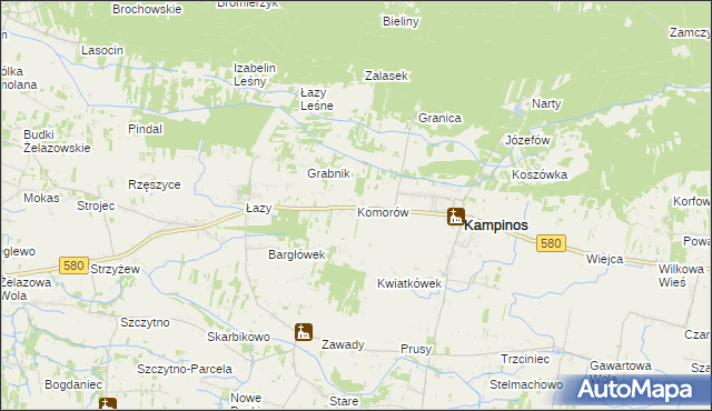 mapa Komorów gmina Kampinos, Komorów gmina Kampinos na mapie Targeo