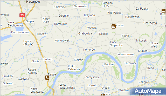 mapa Komorów gmina Pacanów, Komorów gmina Pacanów na mapie Targeo