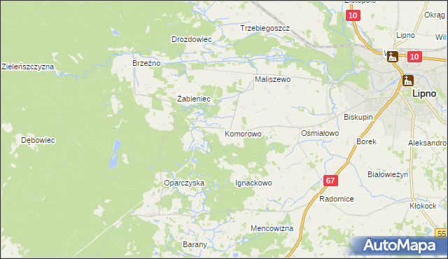 mapa Komorowo gmina Lipno, Komorowo gmina Lipno na mapie Targeo