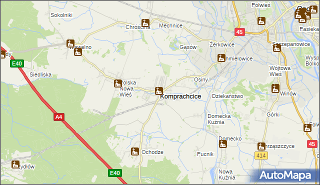 mapa Komprachcice, Komprachcice na mapie Targeo