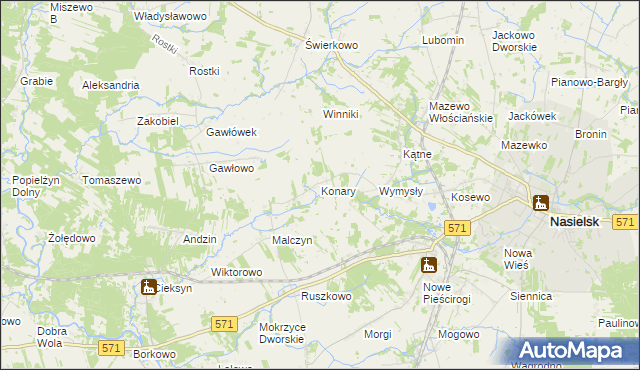mapa Konary gmina Nasielsk, Konary gmina Nasielsk na mapie Targeo