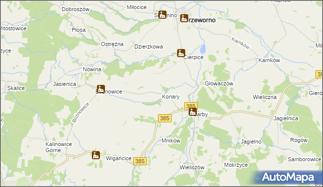 mapa Konary gmina Przeworno, Konary gmina Przeworno na mapie Targeo