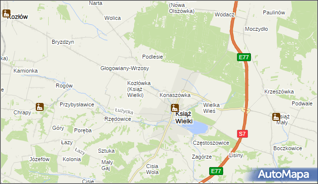 mapa Konaszówka, Konaszówka na mapie Targeo