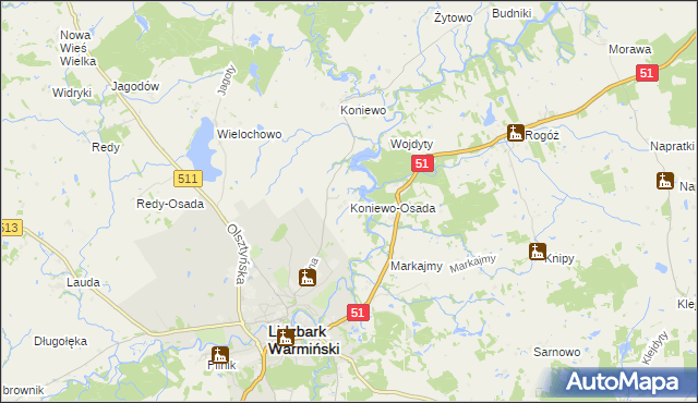 mapa Koniewo-Osada, Koniewo-Osada na mapie Targeo