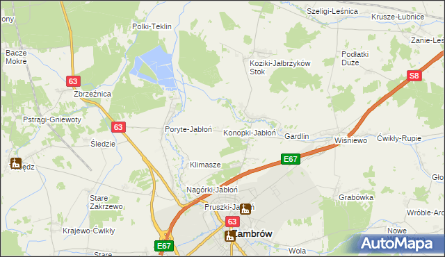 mapa Konopki-Jabłoń, Konopki-Jabłoń na mapie Targeo