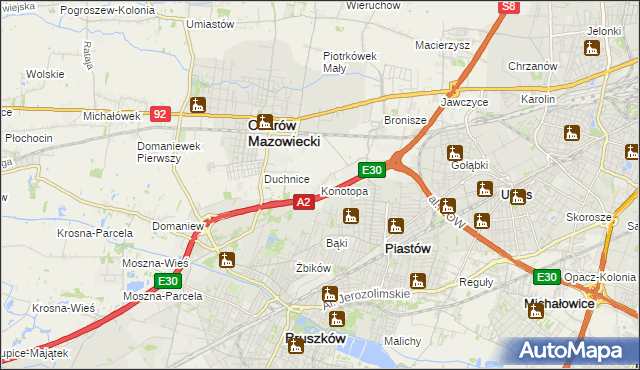 mapa Konotopa gmina Ożarów Mazowiecki, Konotopa gmina Ożarów Mazowiecki na mapie Targeo