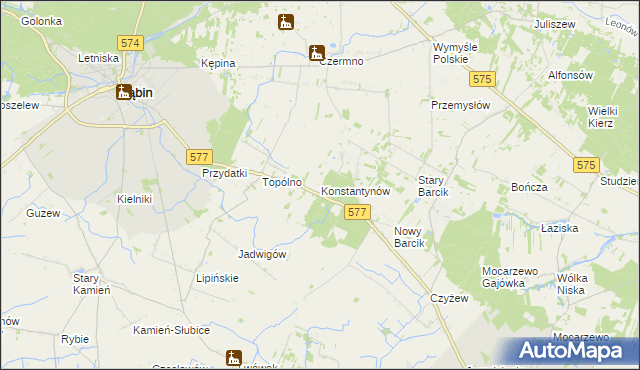 mapa Konstantynów gmina Gąbin, Konstantynów gmina Gąbin na mapie Targeo
