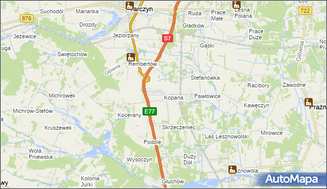 mapa Kopana, Kopana na mapie Targeo