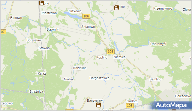 mapa Koplino, Koplino na mapie Targeo