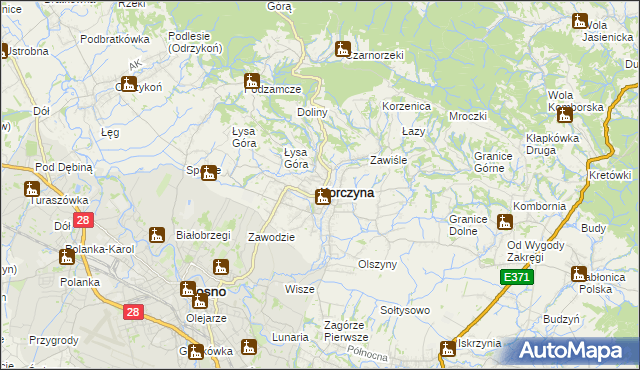 mapa Korczyna powiat krośnieński, Korczyna powiat krośnieński na mapie Targeo