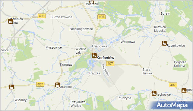 mapa Korfantów, Korfantów na mapie Targeo