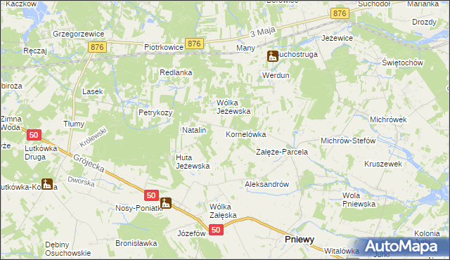 mapa Kornelówka gmina Pniewy, Kornelówka gmina Pniewy na mapie Targeo