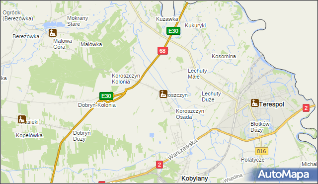 mapa Koroszczyn, Koroszczyn na mapie Targeo