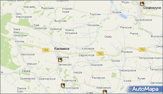 mapa Kościejów, Kościejów na mapie Targeo