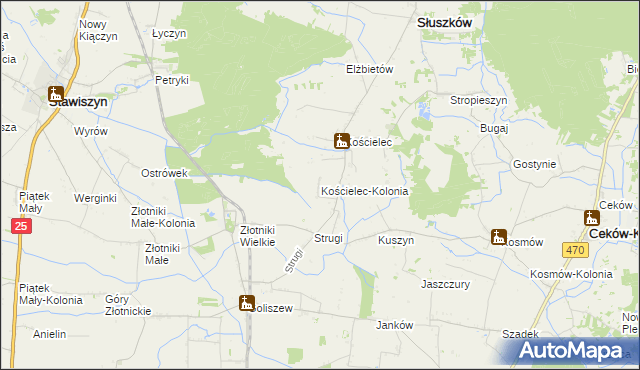 mapa Kościelec-Kolonia, Kościelec-Kolonia na mapie Targeo