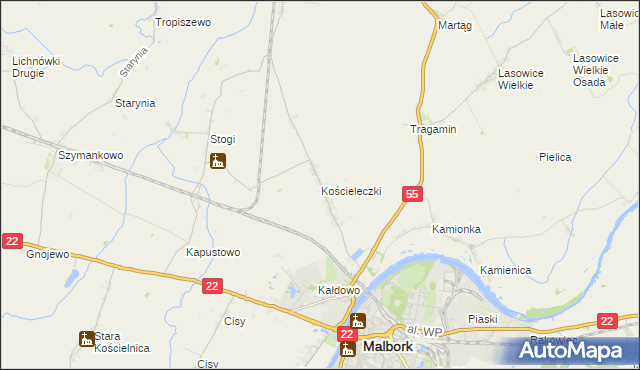 mapa Kościeleczki, Kościeleczki na mapie Targeo