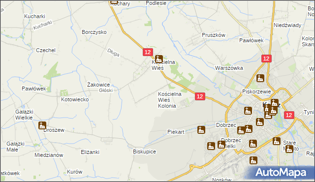 mapa Kościelna Wieś Kolonia, Kościelna Wieś Kolonia na mapie Targeo