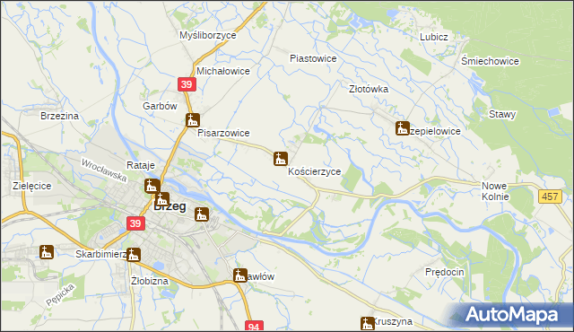 mapa Kościerzyce, Kościerzyce na mapie Targeo