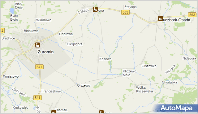 mapa Kosewo gmina Żuromin, Kosewo gmina Żuromin na mapie Targeo