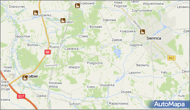 mapa Kośminy, Kośminy na mapie Targeo