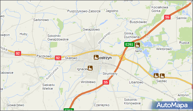 mapa Kostrzyn powiat poznański, Kostrzyn powiat poznański na mapie Targeo