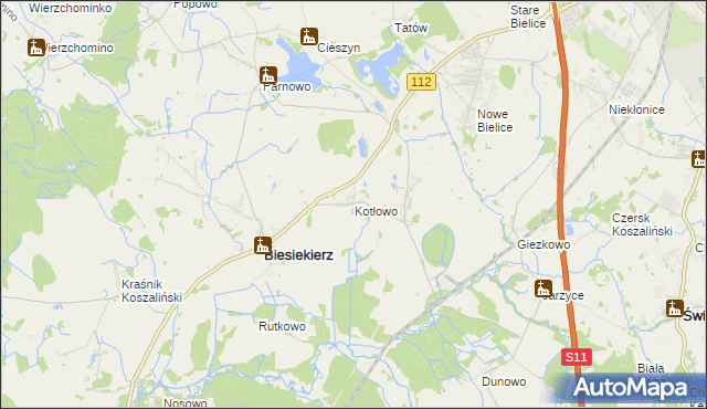 mapa Kotłowo gmina Biesiekierz, Kotłowo gmina Biesiekierz na mapie Targeo