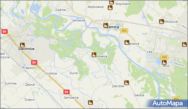 mapa Kotowice gmina Siechnice, Kotowice gmina Siechnice na mapie Targeo