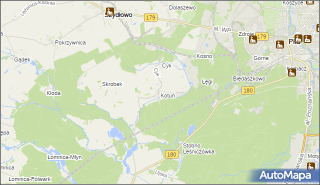 mapa Kotuń gmina Szydłowo, Kotuń gmina Szydłowo na mapie Targeo