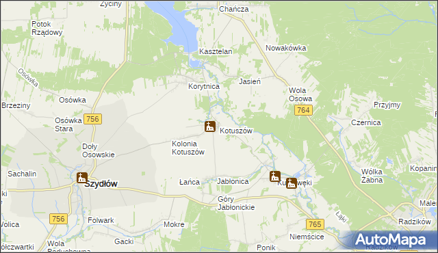 mapa Kotuszów gmina Szydłów, Kotuszów gmina Szydłów na mapie Targeo